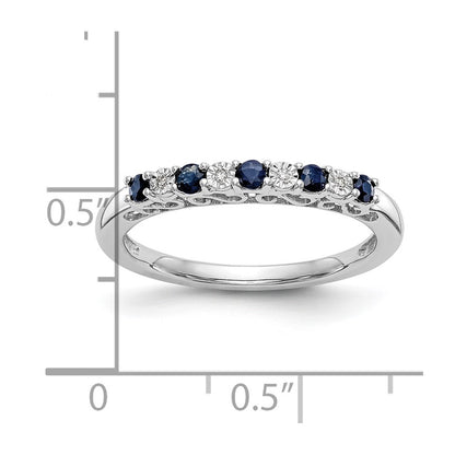 Solid 14k White Gold Simulated CZ w/Simulated Sapphire Band