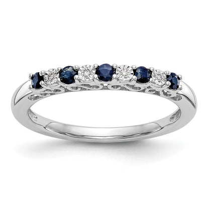 Solid 14k White Gold Simulated CZ w/Simulated Sapphire Band