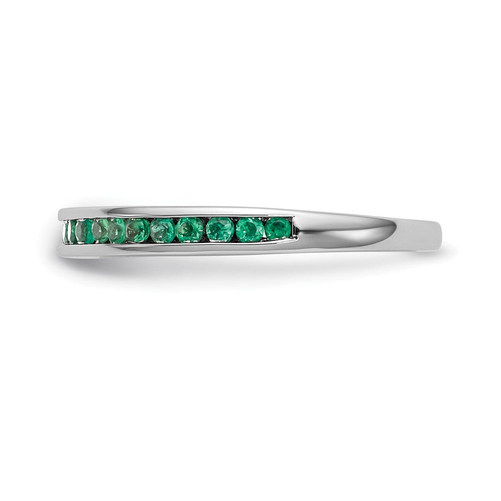 Solid 14k White Gold Simulated Emerald Band