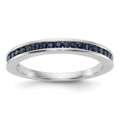 Solid 14k White Gold Simulated Sapphire Band
