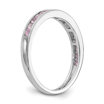 14k White Gold Pink Sapphire Complete Channel Band