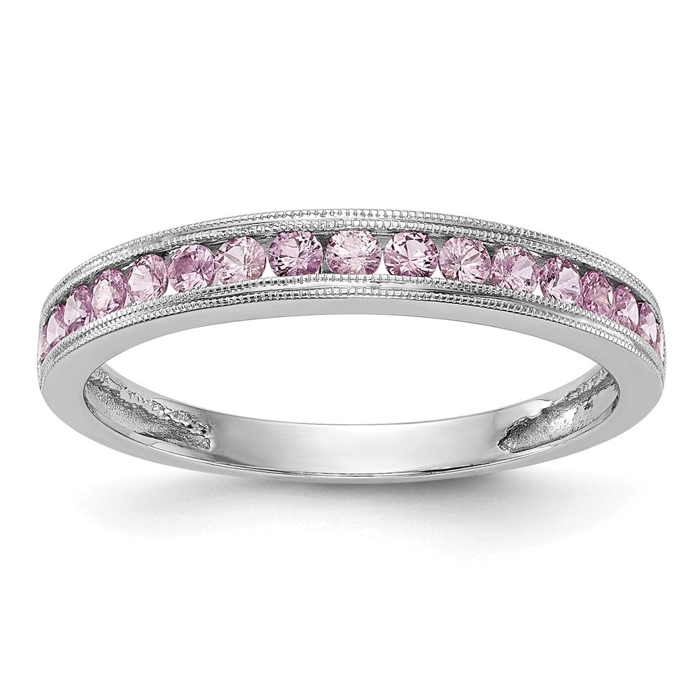 14k White Gold Pink Sapphire Complete Channel Band