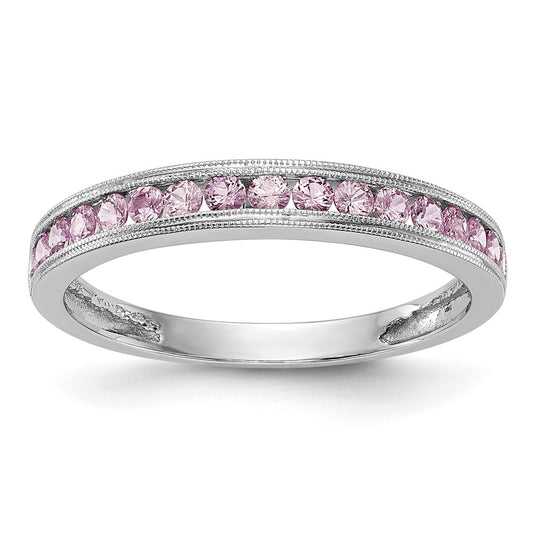 14k White Gold Pink Sapphire Complete Channel Band