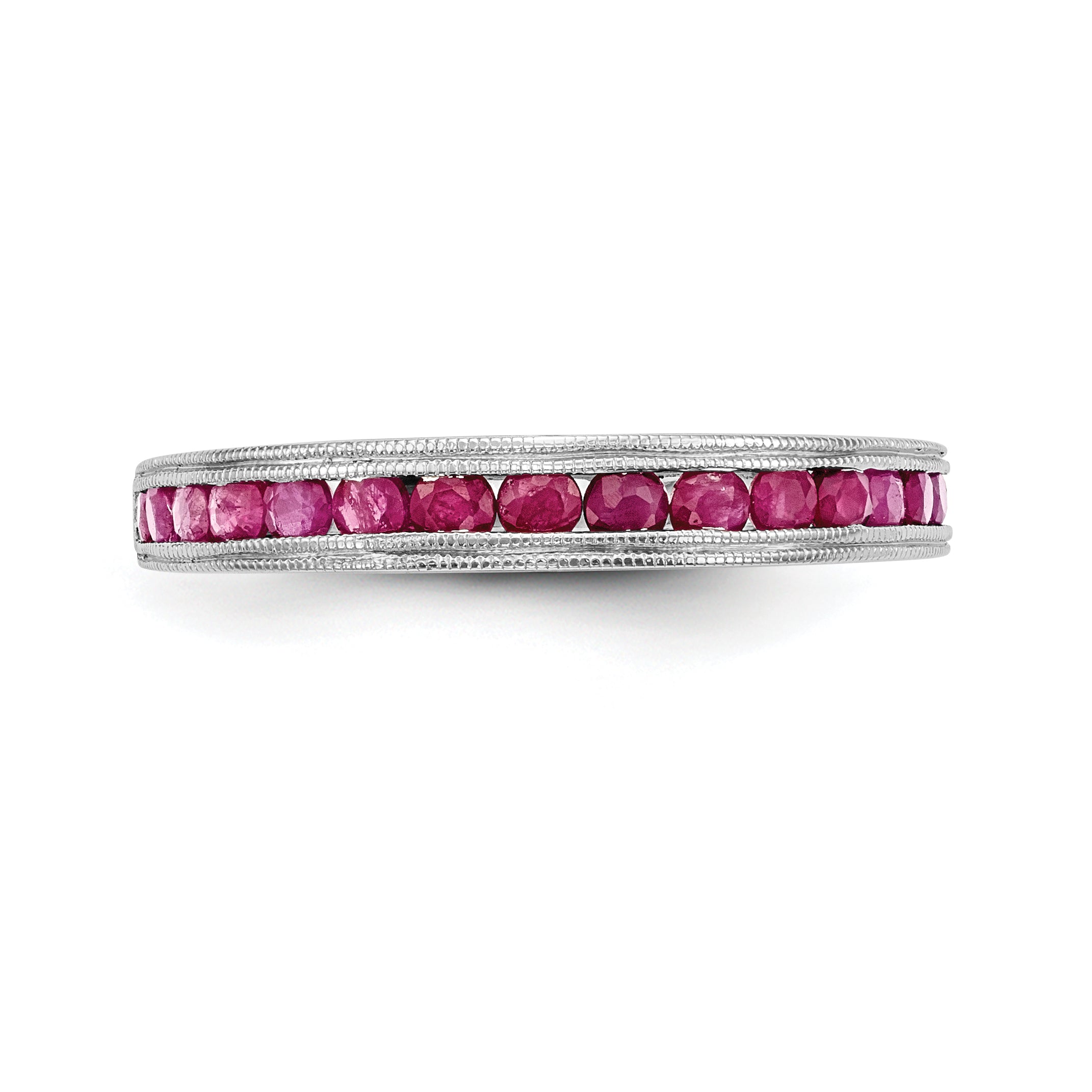 Solid 14k White Gold Simulated Sapphire Band