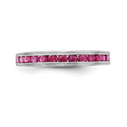 Solid 14k White Gold Simulated Sapphire Band