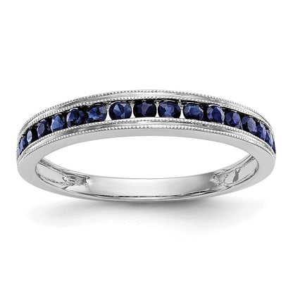 14k White Gold Blue Sapphire Complete Channel Band