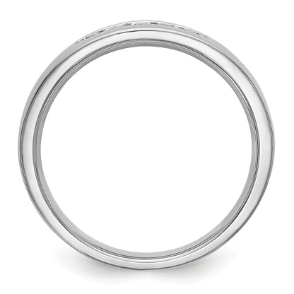 0.25ct. CZ Solid Real 14K White Gold 5-Stone Men's Channel Wedding Band Ring
