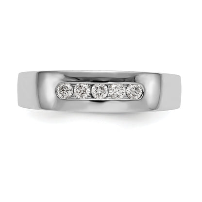 0.25ct. CZ Solid Real 14K White Gold 5-Stone Men's Channel Wedding Band Ring