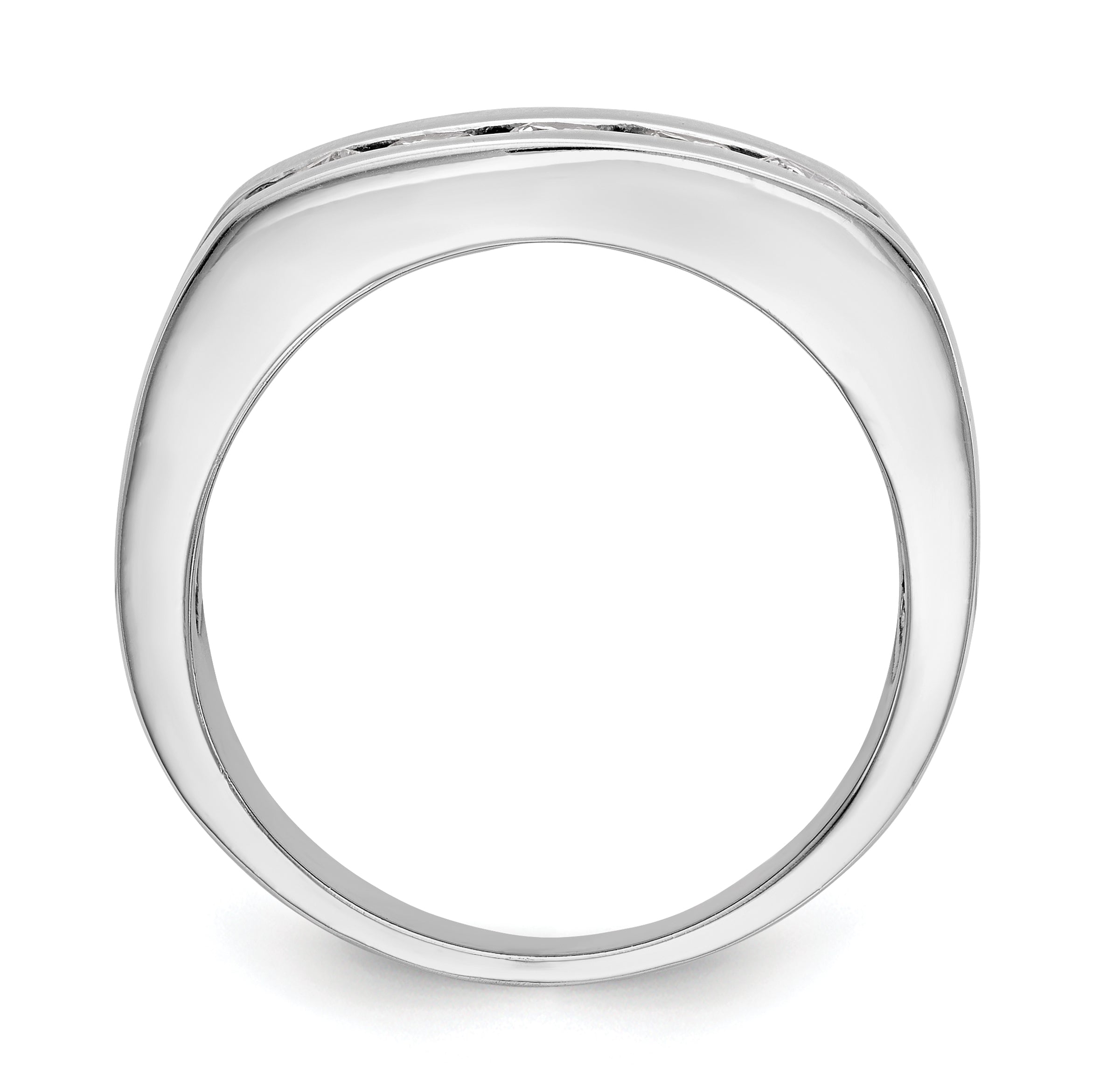 0.70ct. CZ Solid Real 14K White Gold 5-Stone Men's Channel Wedding Band Ring