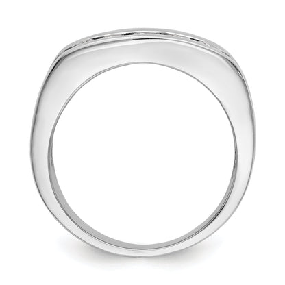 0.70ct. CZ Solid Real 14K White Gold 5-Stone Men's Channel Wedding Band Ring