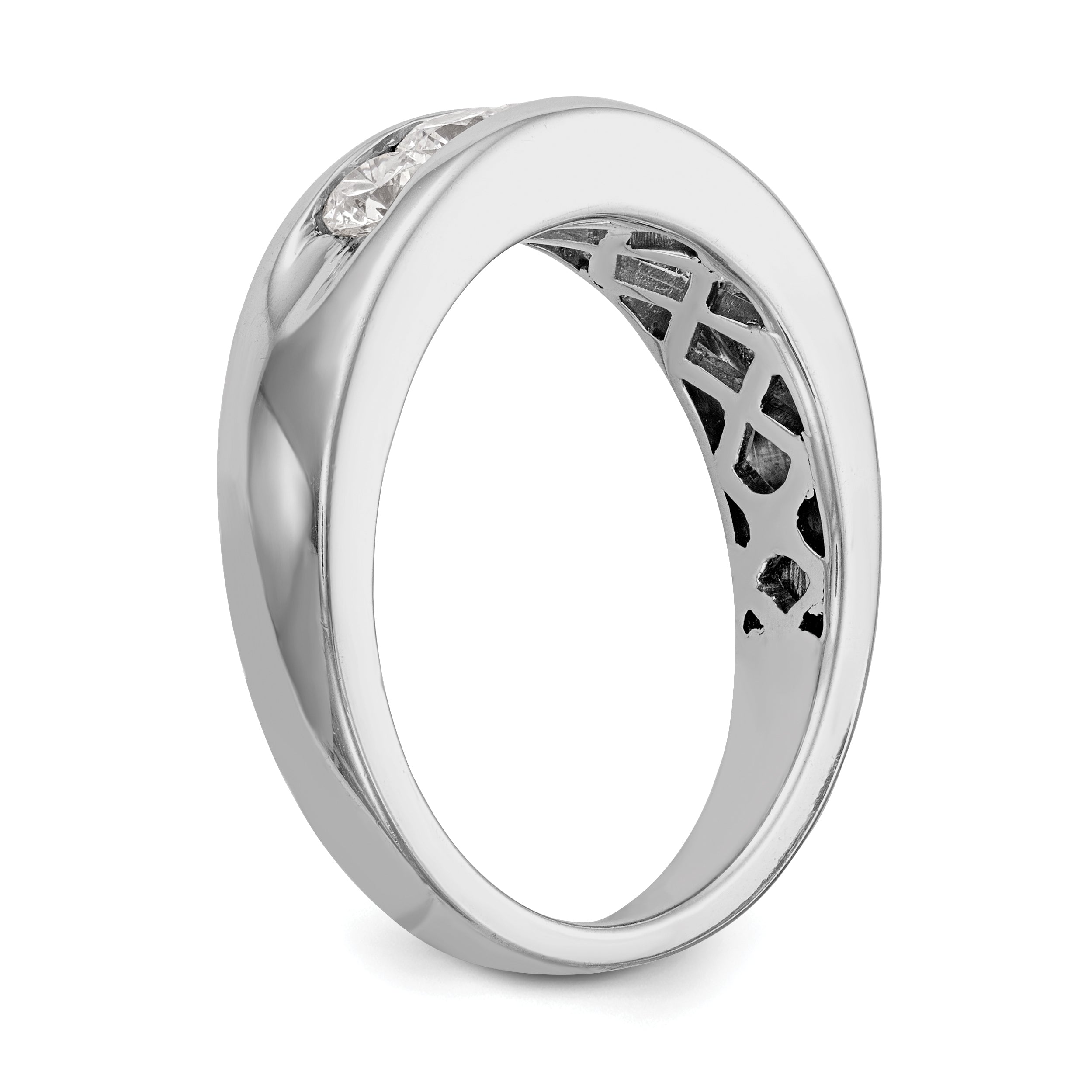 1.00ct. CZ Solid Real 14K White Gold 5-Stone Men's Channel Wedding Band Ring