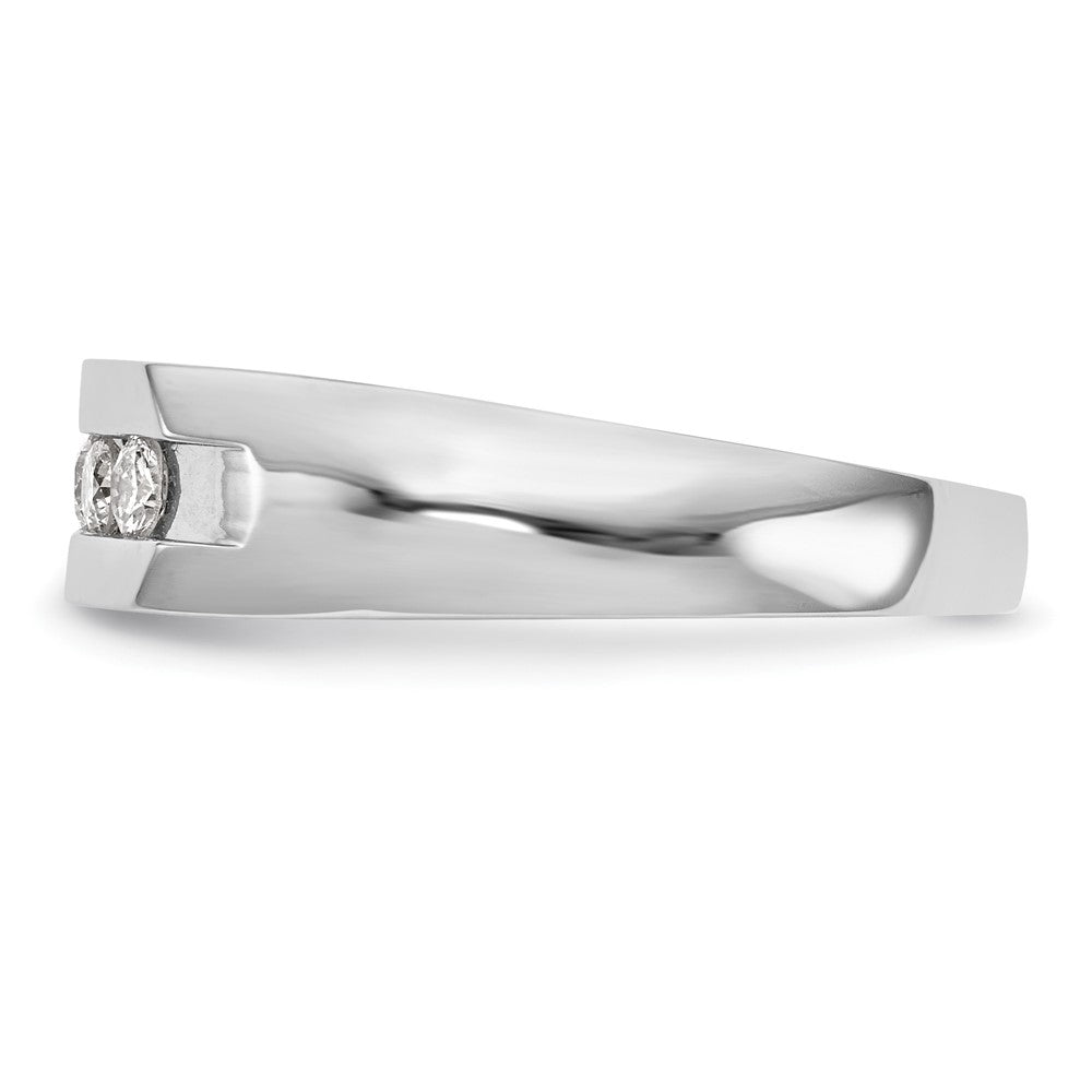 14K White Gold 5-Stone Real Diamond Men's Channel Band