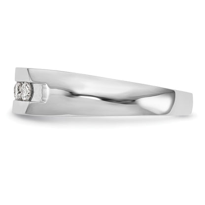 14K White Gold 5-Stone Real Diamond Men's Channel Band