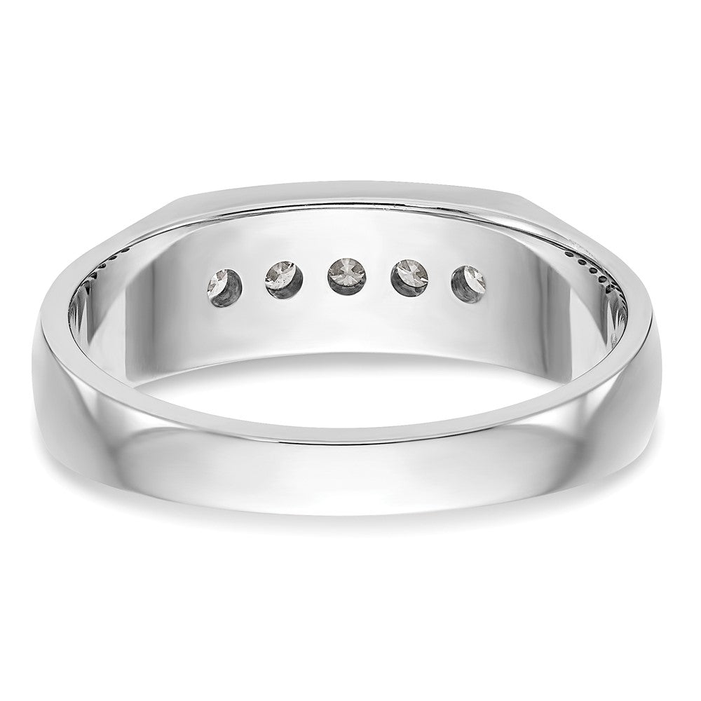14K White Gold 5-Stone Real Diamond Men's Channel Band