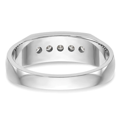 14K White Gold 5-Stone Real Diamond Men's Channel Band