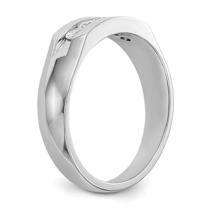 14K White Gold 5-Stone Real Diamond Men's Channel Band