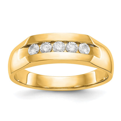 14k yellow gold 5 stone real diamond mens channel band rm3461b 035 yaa