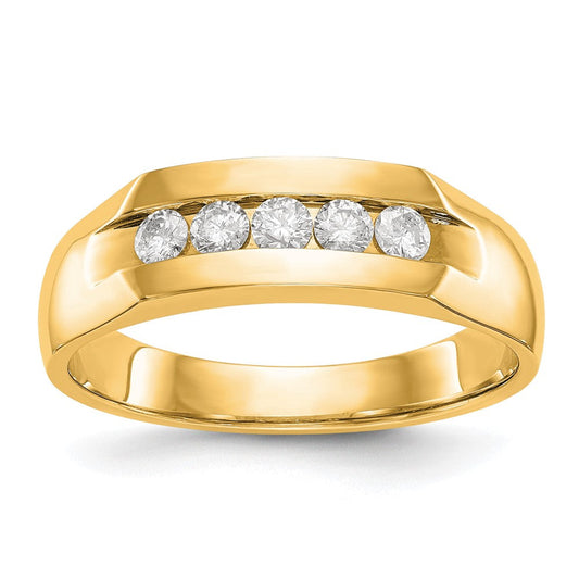 14k yellow gold 5 stone real diamond mens channel band rm3461b 035 yaa
