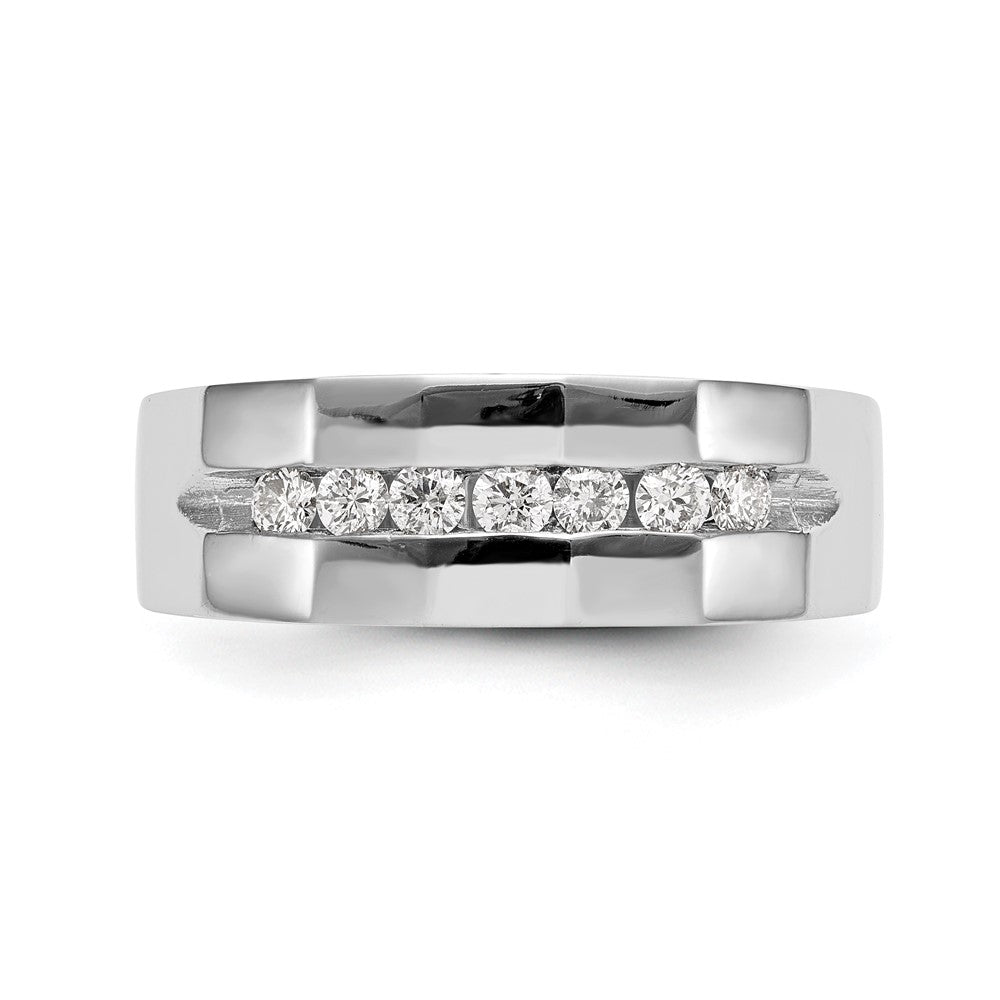 14k White Gold 7-Stone 1/3 carat Diamond Complete Mens Channel Band