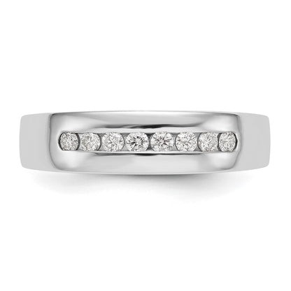 14K White Gold Real Diamond Men's Band