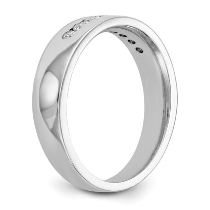 14K White Gold Real Diamond Men's Band