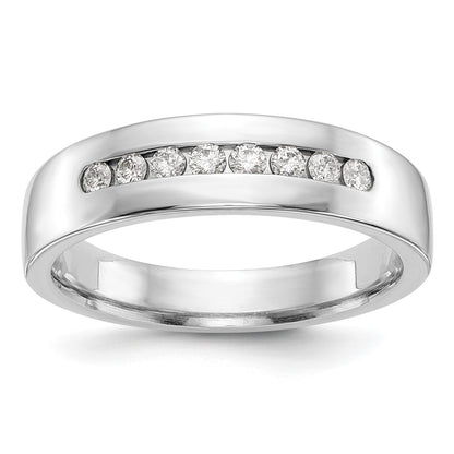 14K White Gold Real Diamond Men's Band