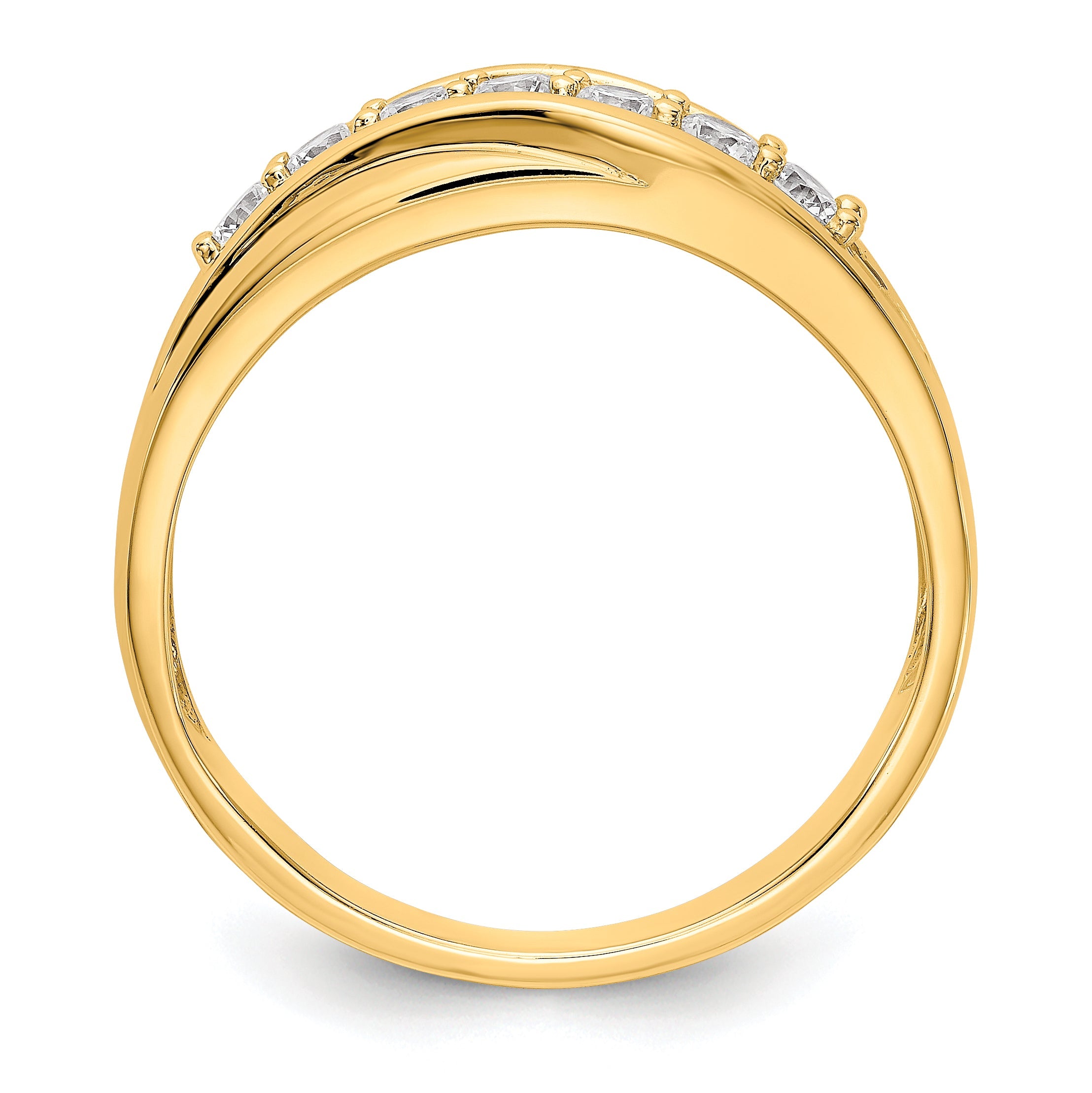 0.49ct. CZ Solid Real 14K Yellow Gold Men's Wedding Band Ring (SI1-SI2)