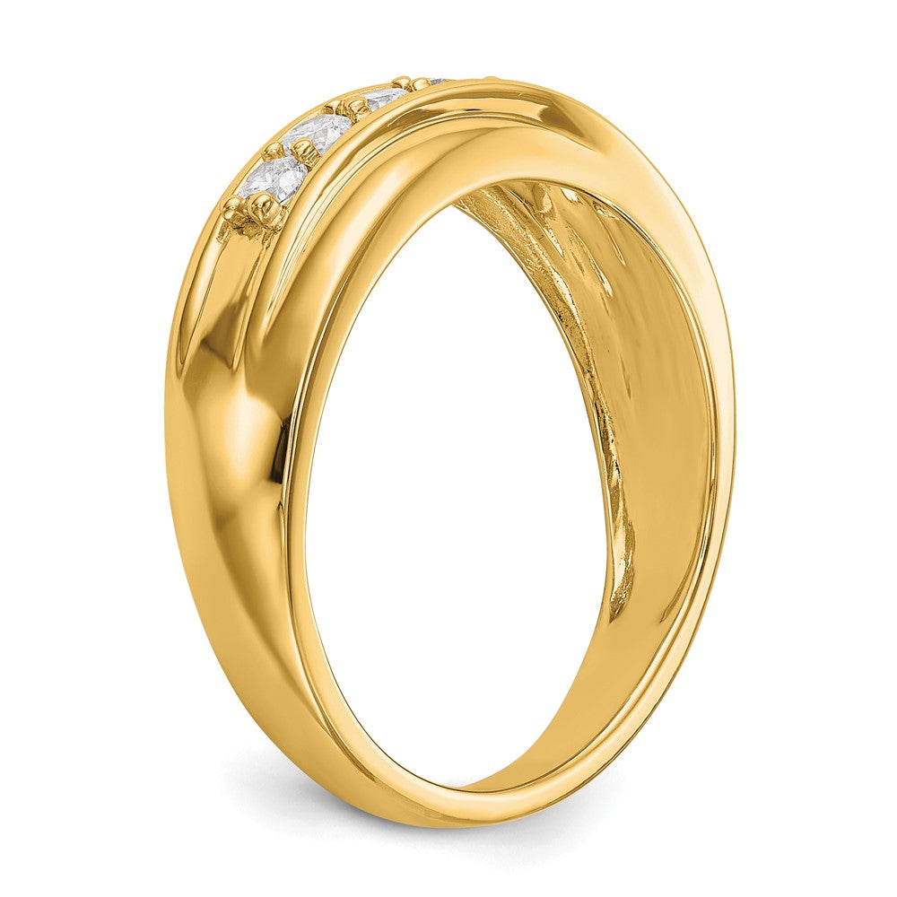 14K Yellow Gold Real Diamond Men's Band