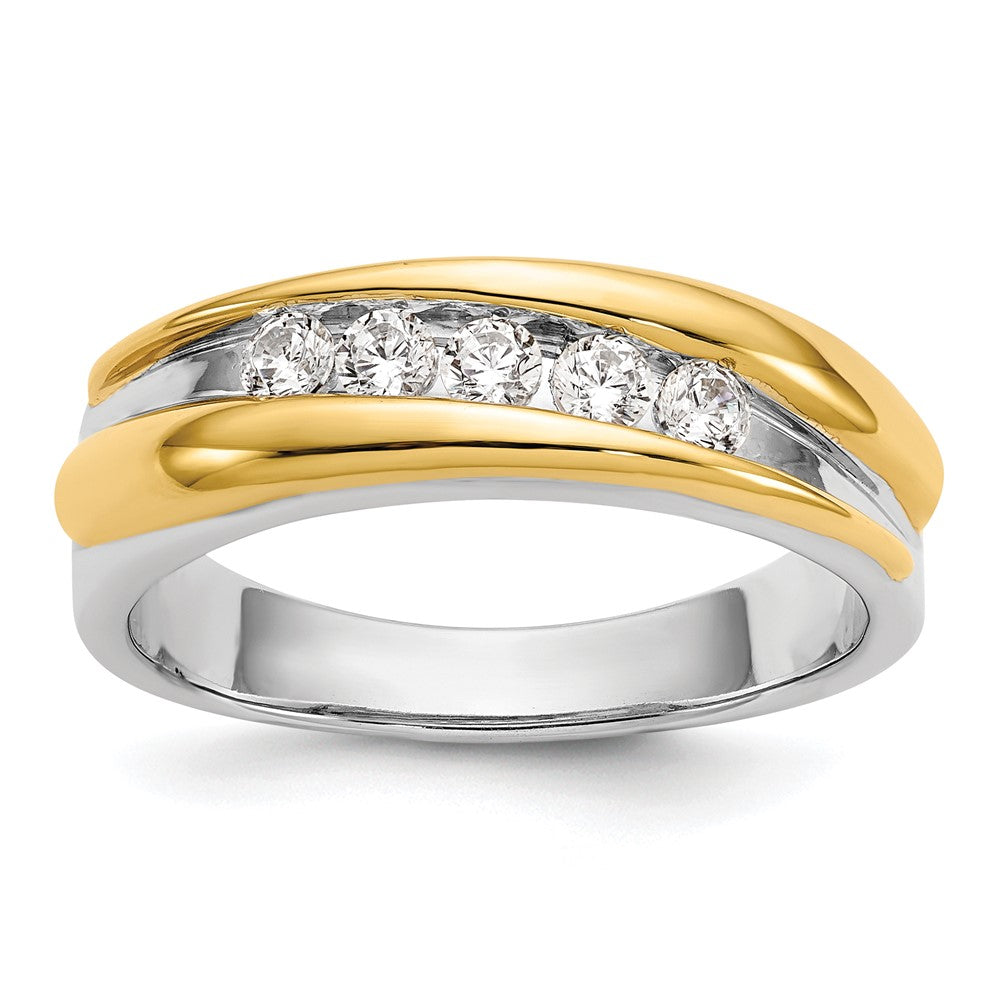 14k Two-tone Gold 5-Stone 3/8 carat Diamond Complete Mens Band
