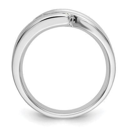 14K White Gold Real Diamond Men's Band
