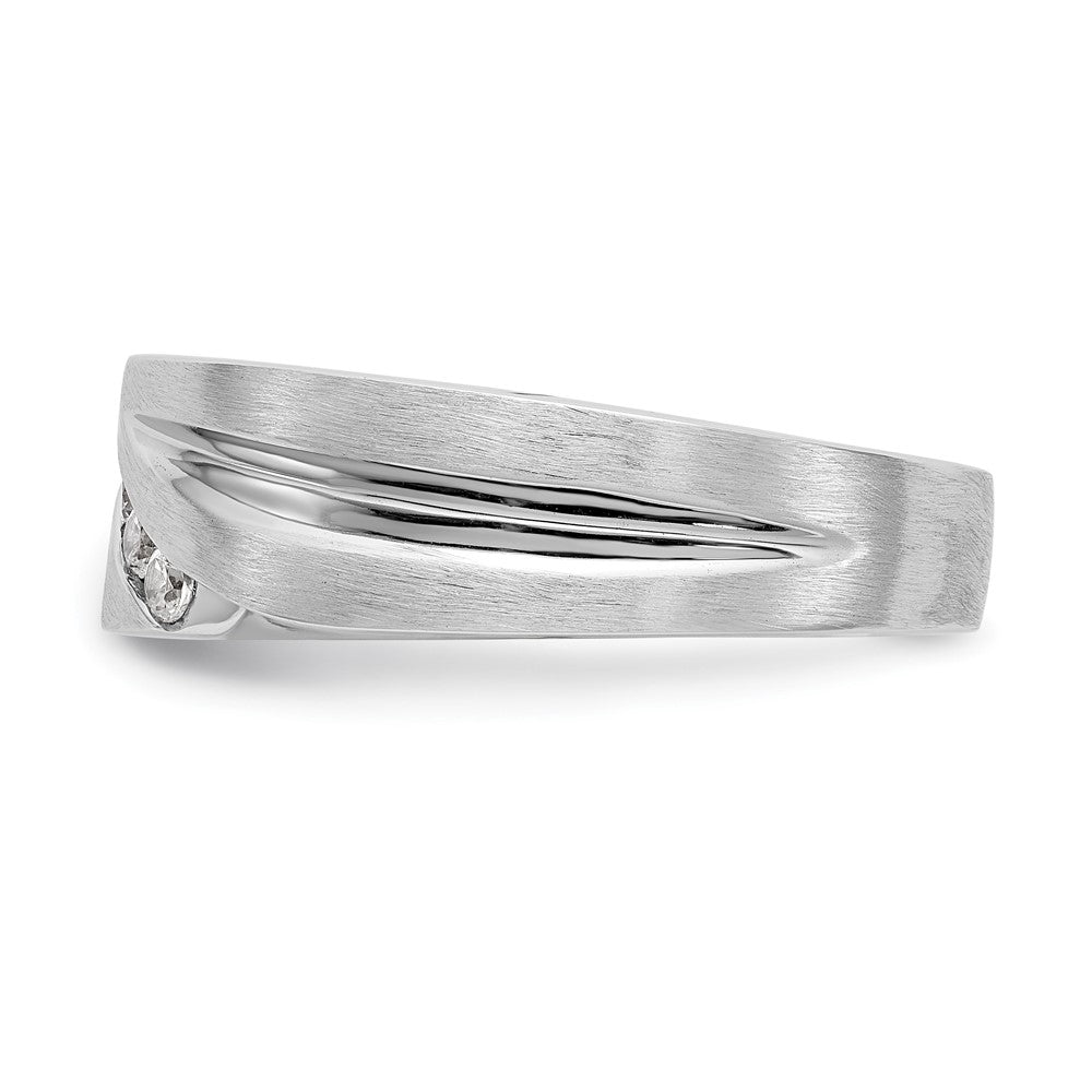 14K White Gold Real Diamond Men's Band