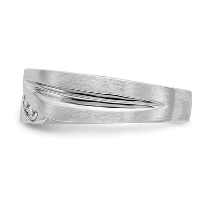 14K White Gold Real Diamond Men's Band
