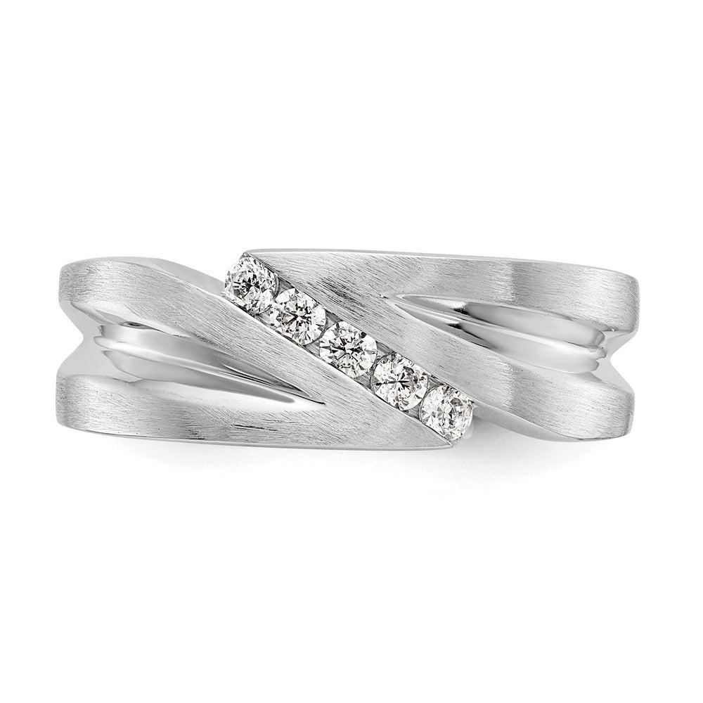 14K White Gold Real Diamond Men's Band