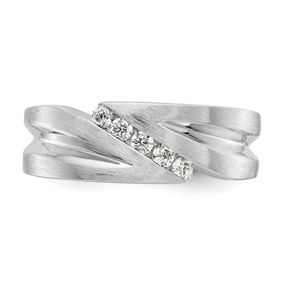 14K White Gold Real Diamond Men's Band