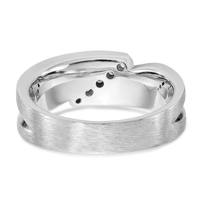 14K White Gold Real Diamond Men's Band