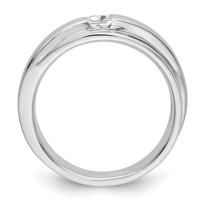 14K White Gold Real Diamond Men's Band