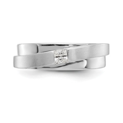 14K White Gold Real Diamond Men's Band