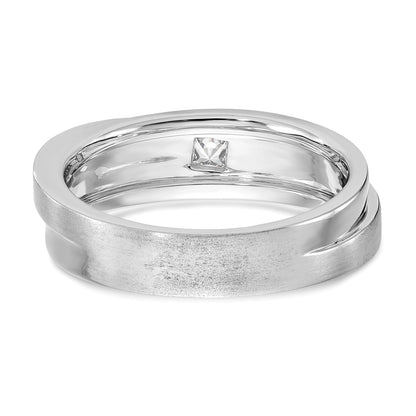 14K White Gold Real Diamond Men's Band