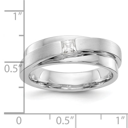 14K White Gold Real Diamond Men's Band