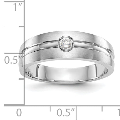0.07ct. CZ Solid Real 14K White Gold Men's Wedding Band Ring