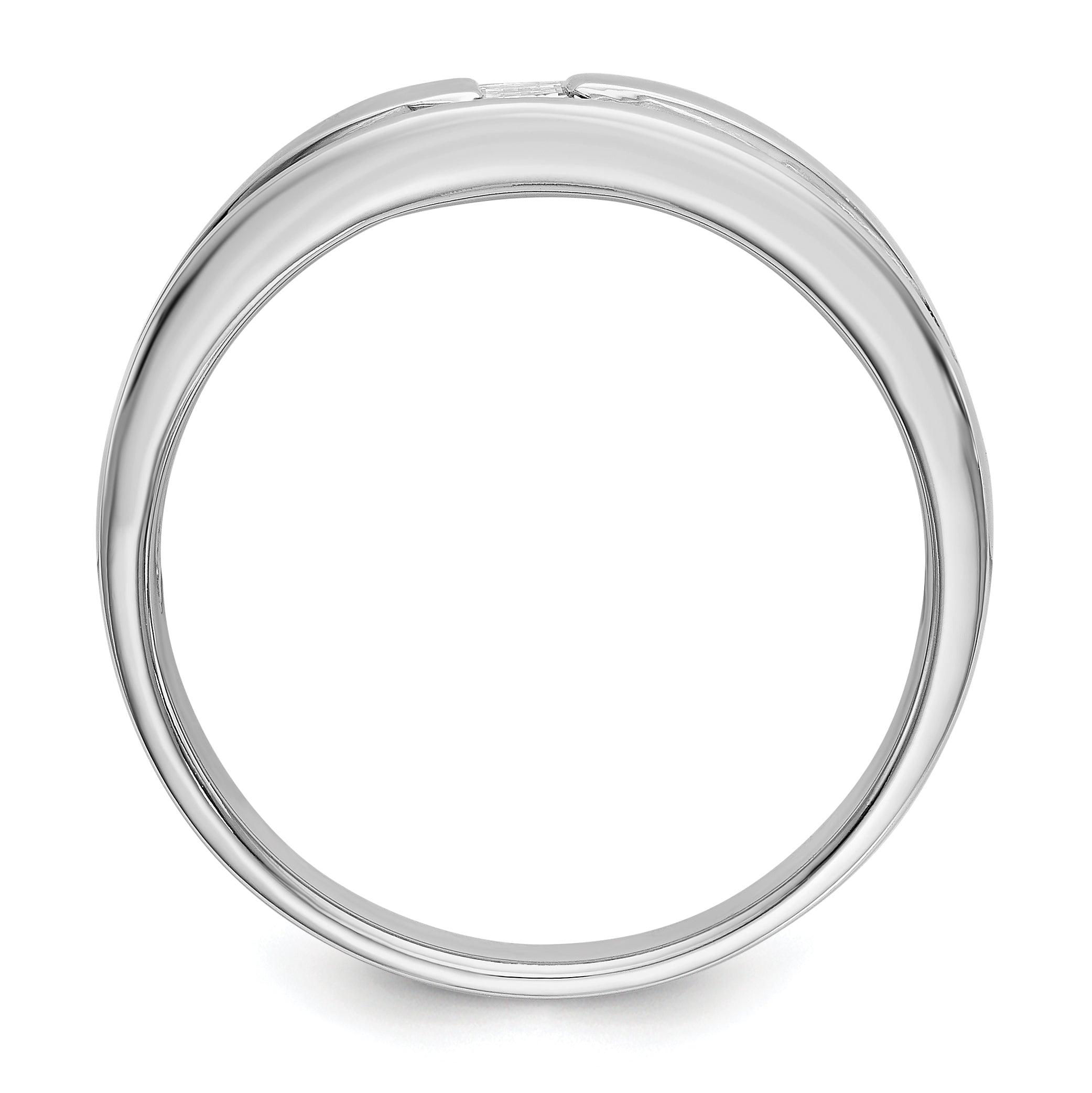 0.20ct. CZ Solid Real 14K White Gold Men's Wedding Band Ring