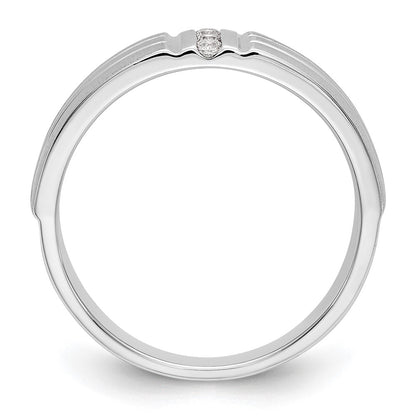 14K White Gold Real Diamond Men's Band