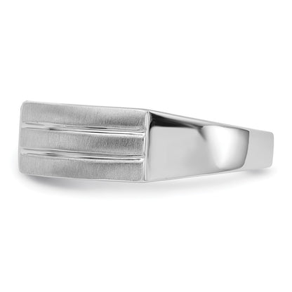 14K White Gold Real Diamond Men's Band