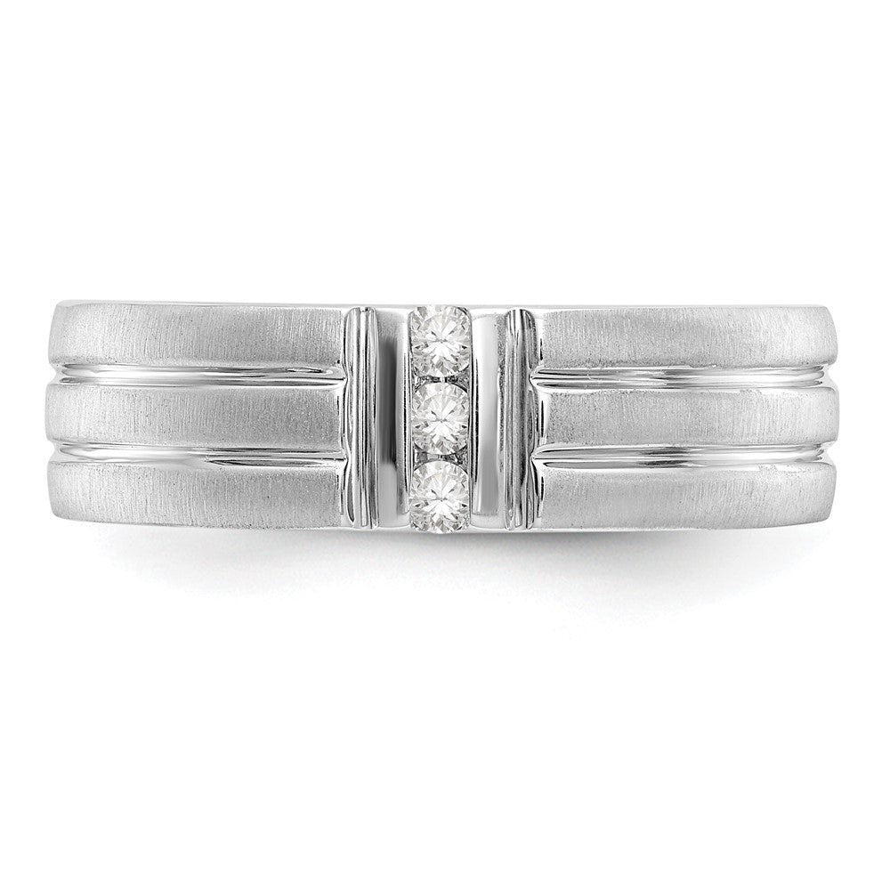 14K White Gold Real Diamond Men's Band