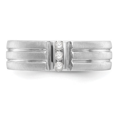 14K White Gold Real Diamond Men's Band
