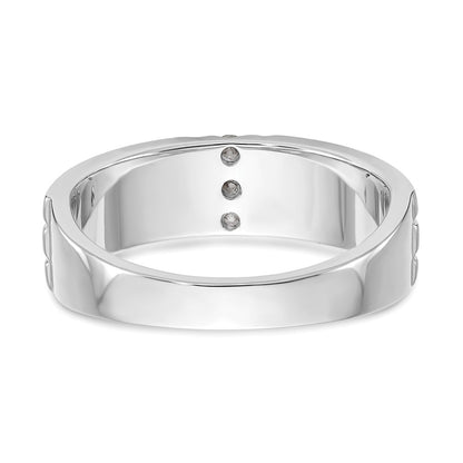 14K White Gold Real Diamond Men's Band