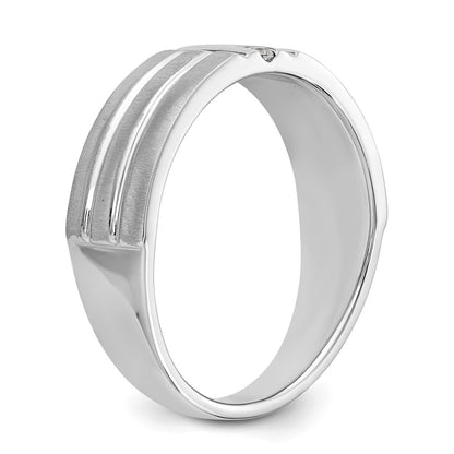 14K White Gold Real Diamond Men's Band