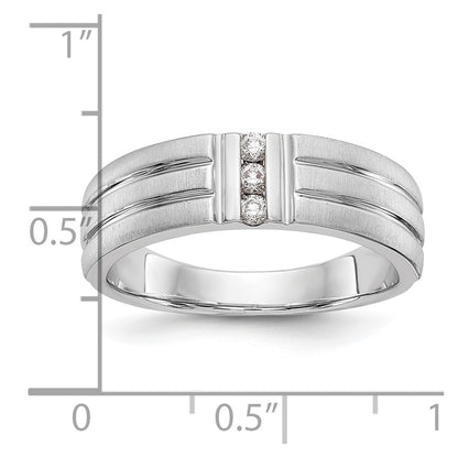 14K White Gold Real Diamond Men's Band