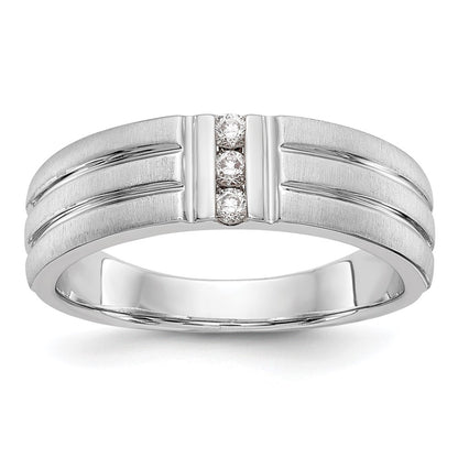 14K White Gold Real Diamond Men's Band