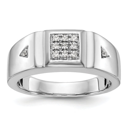 0.13ct. CZ Solid Real 14K White Gold Men's Wedding Band Ring